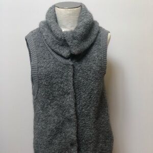 GAP Alpaca Wool blend shawl‎ collar Fuzzy Grey sweater vest size large